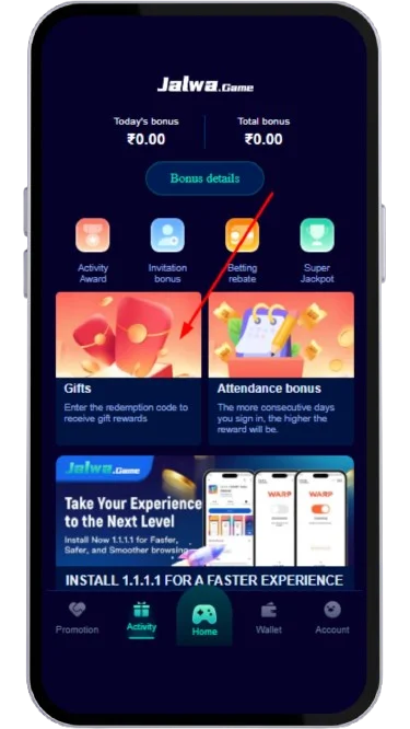 Open the gifts section