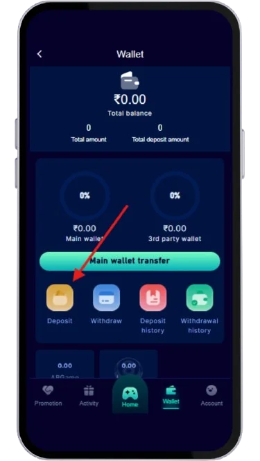 Click on the deposit option