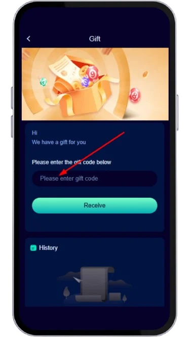 Type the gift code correctly in the designated box