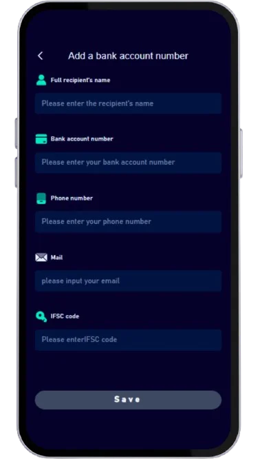Add bank details and save them