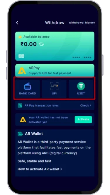 Select Bank card payment method